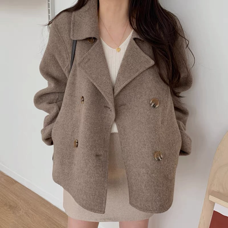 Women's Double-Breasted Blazer with Notched Lapel