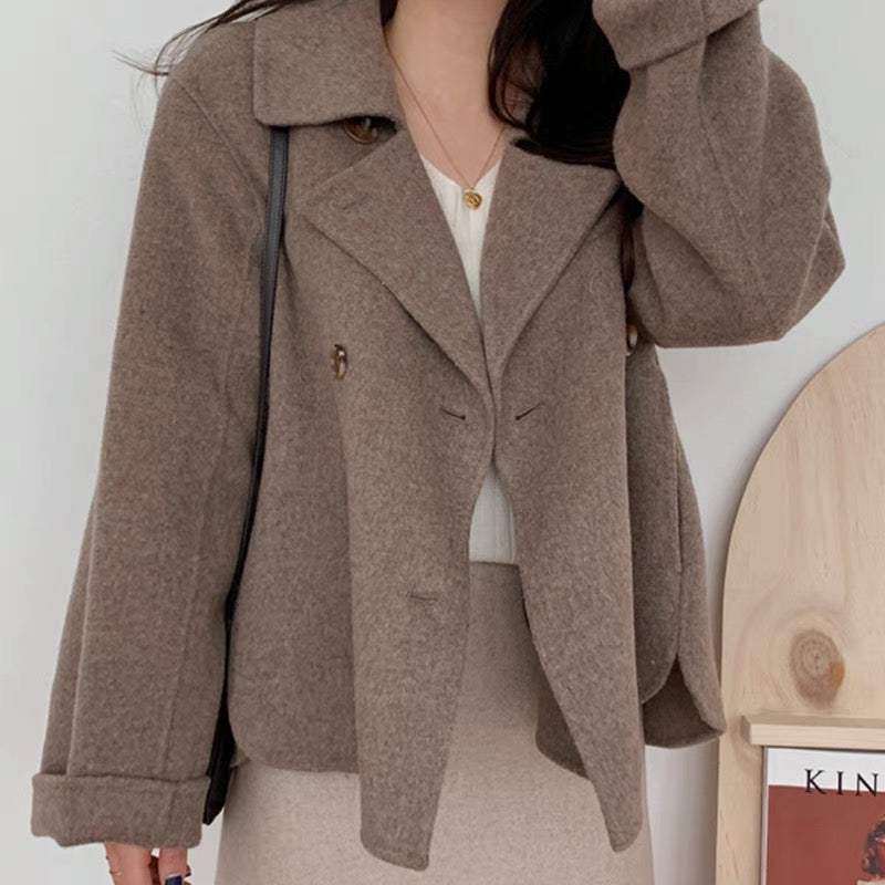Women's Double-Breasted Blazer with Notched Lapel
