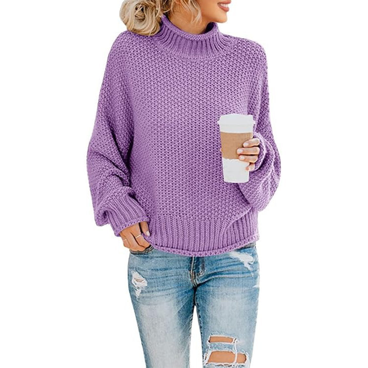 Women's Oversized Turtleneck Jumper | Chunky Knit Pullover