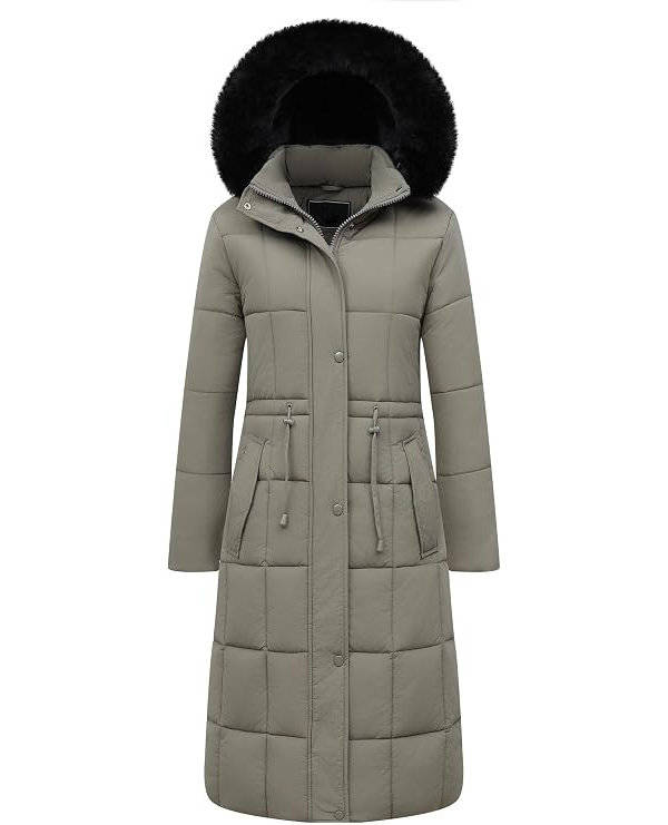 Women's Long Waterproof Winter Parka with Faux Fur Hood