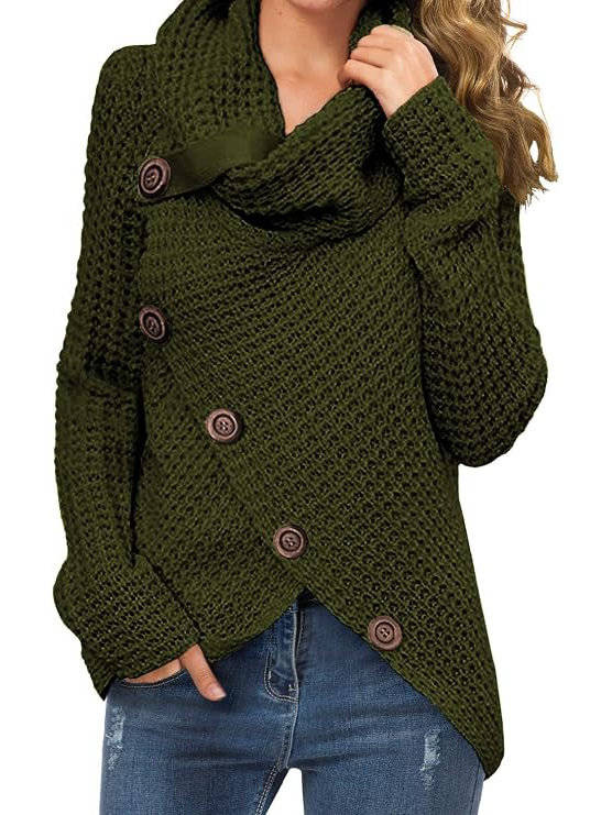 Women's Ribbed Turtleneck Sweater | Asymmetric Hem