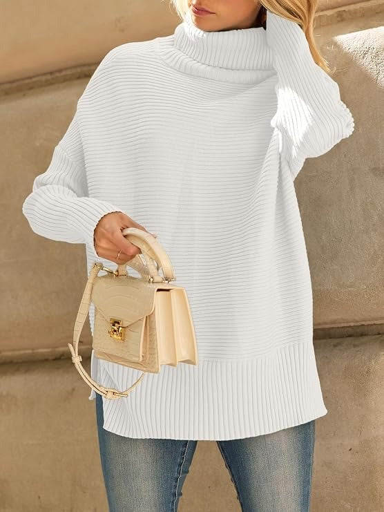 Women's Oversized Turtleneck Jumper | Longline Knit