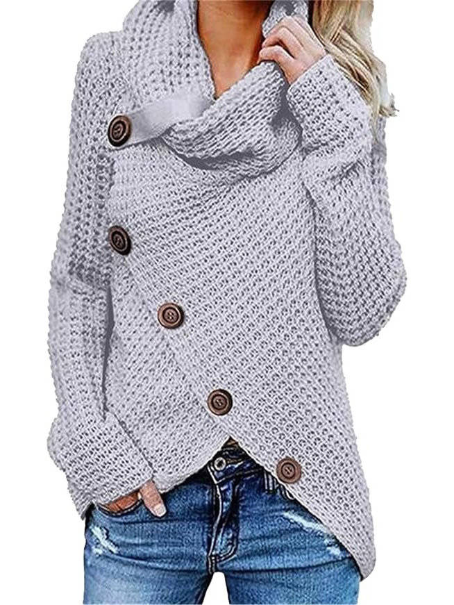 Women's Ribbed Turtleneck Sweater | Asymmetric Hem