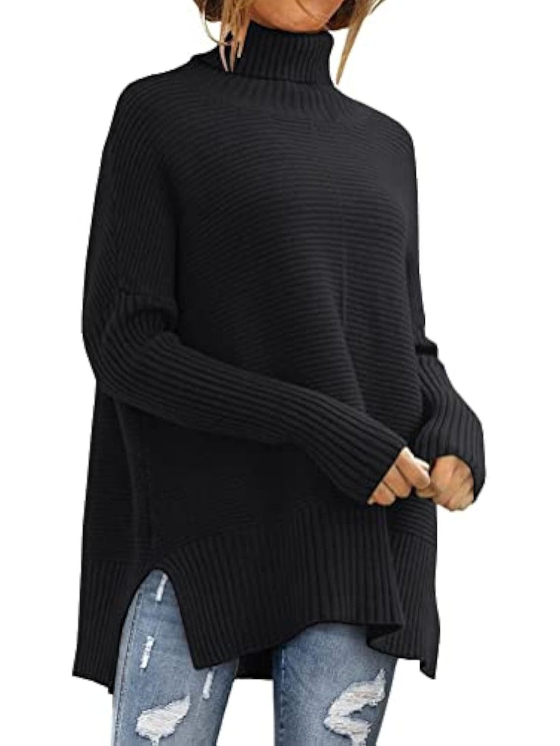 Women's Oversized Turtleneck Jumper | Longline Knit