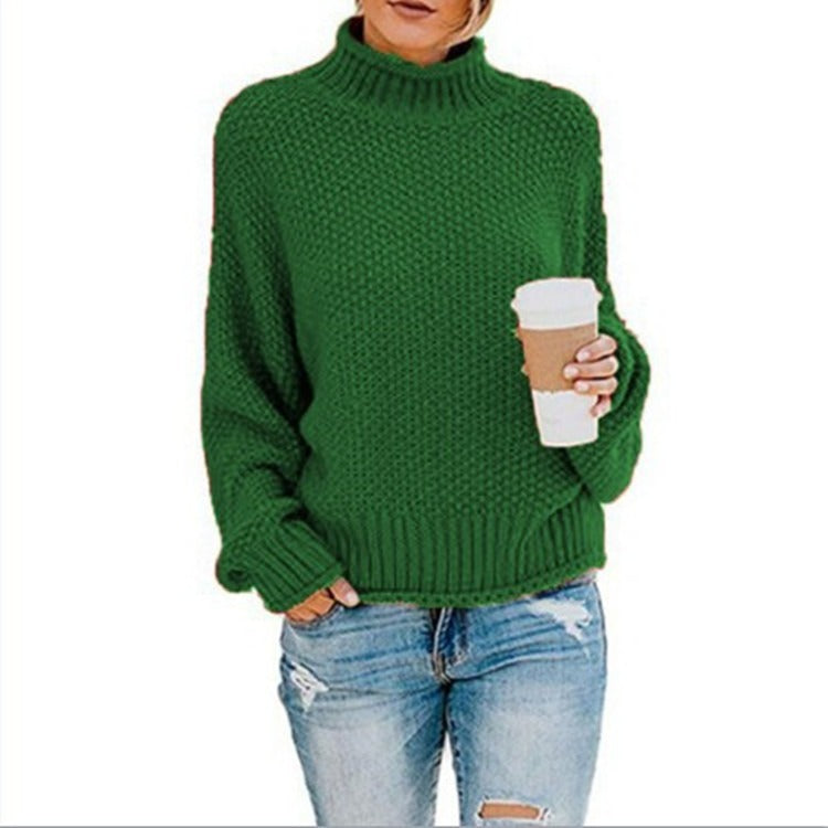 Women's Oversized Turtleneck Jumper | Chunky Knit Pullover
