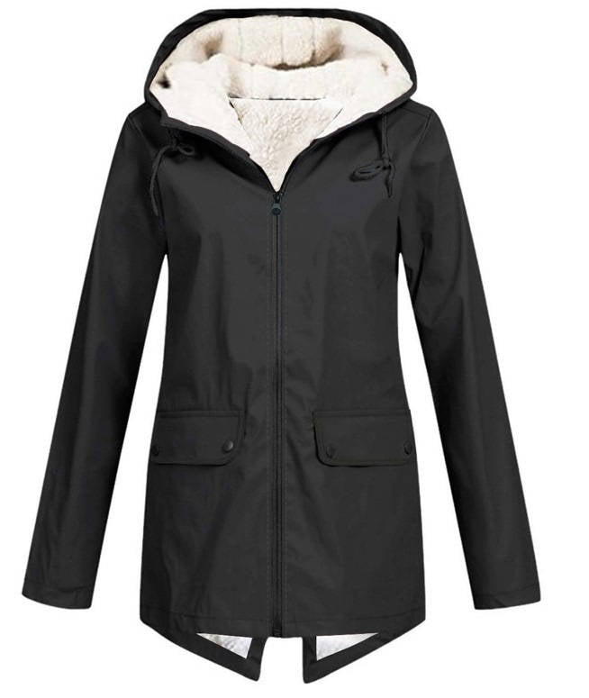 Women's Waterproof Rain Jacket | Fleece Lined Hooded Coat