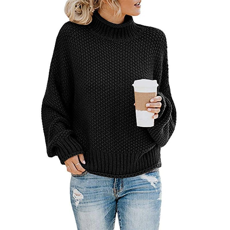Women's Oversized Turtleneck Jumper | Chunky Knit Pullover