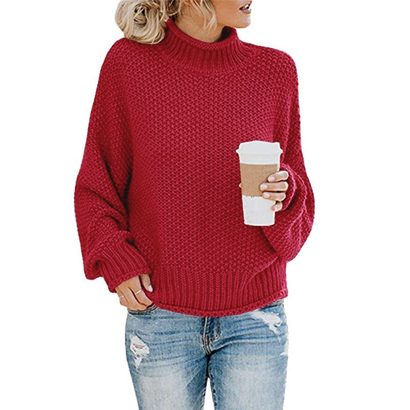 Women's Oversized Turtleneck Jumper | Chunky Knit Pullover