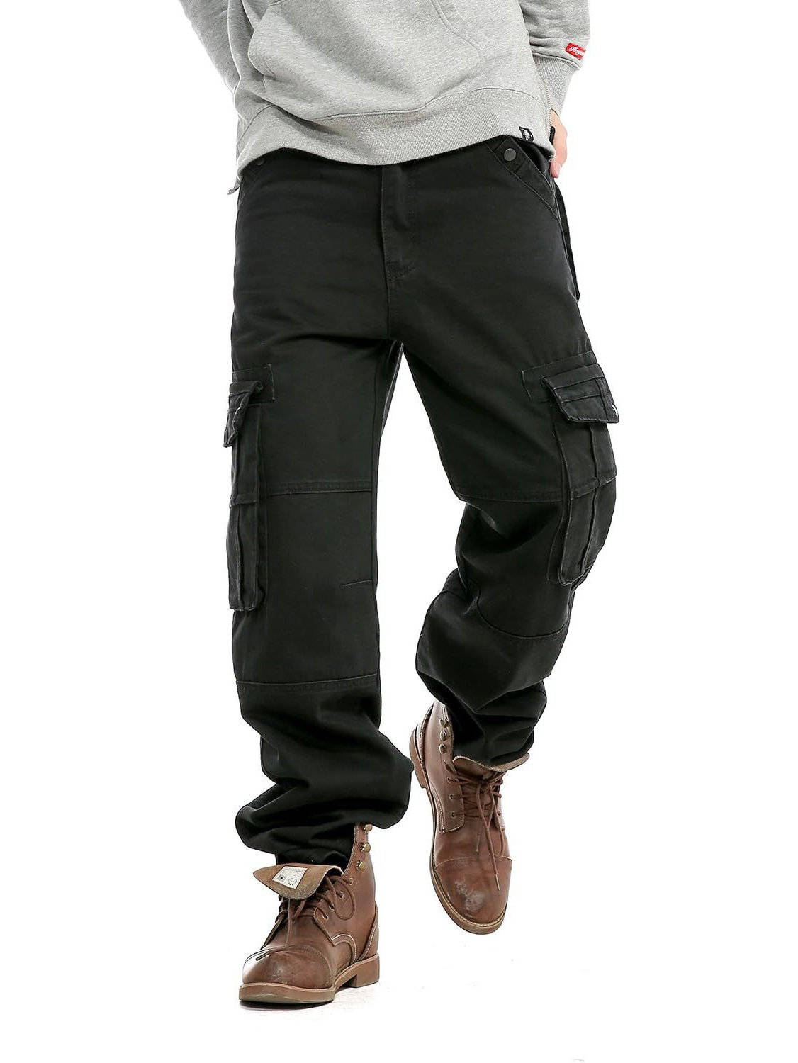 Men's Wide Leg Cargo Jeans | Loose Fit Denim Trousers