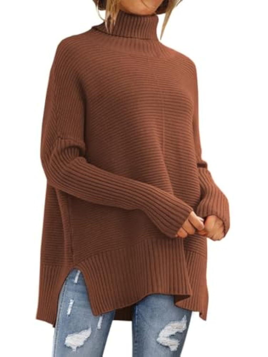Women's Oversized Turtleneck Jumper | Longline Knit