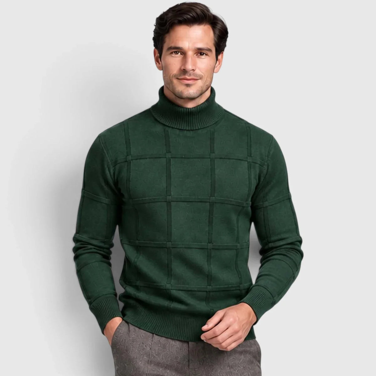 Men's Textured Mock Neck Sweater Slim Fit