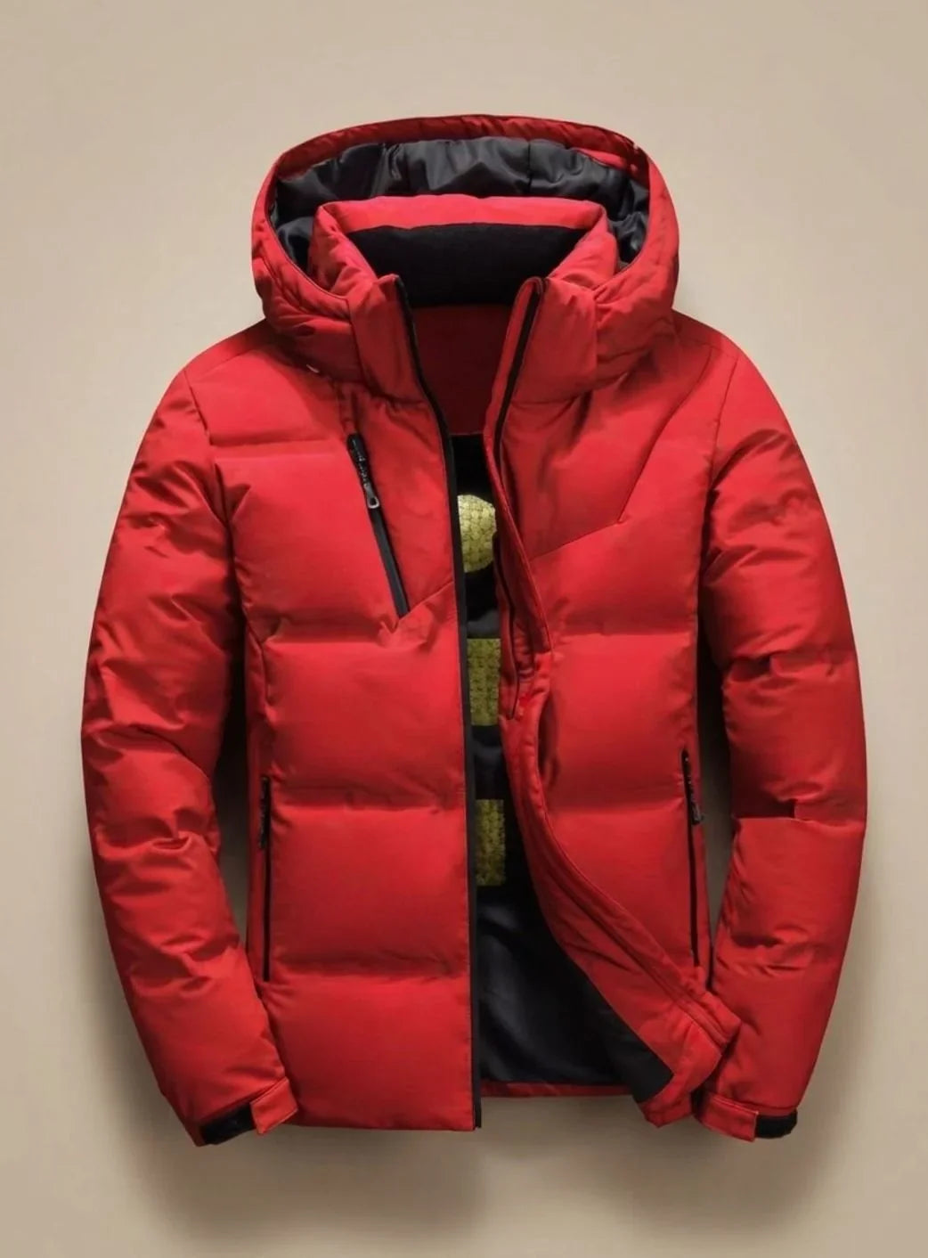 Men's Hooded Puffer Jacket – Black Detachable Hood