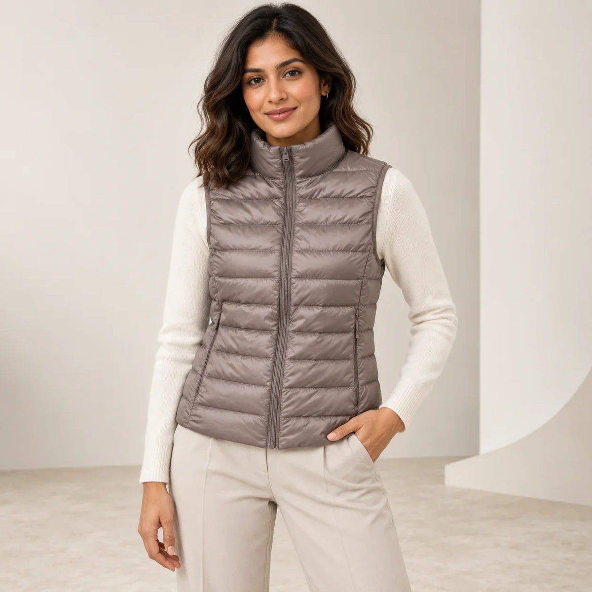 Padded Gilet Lightweight Stand Collar Vest