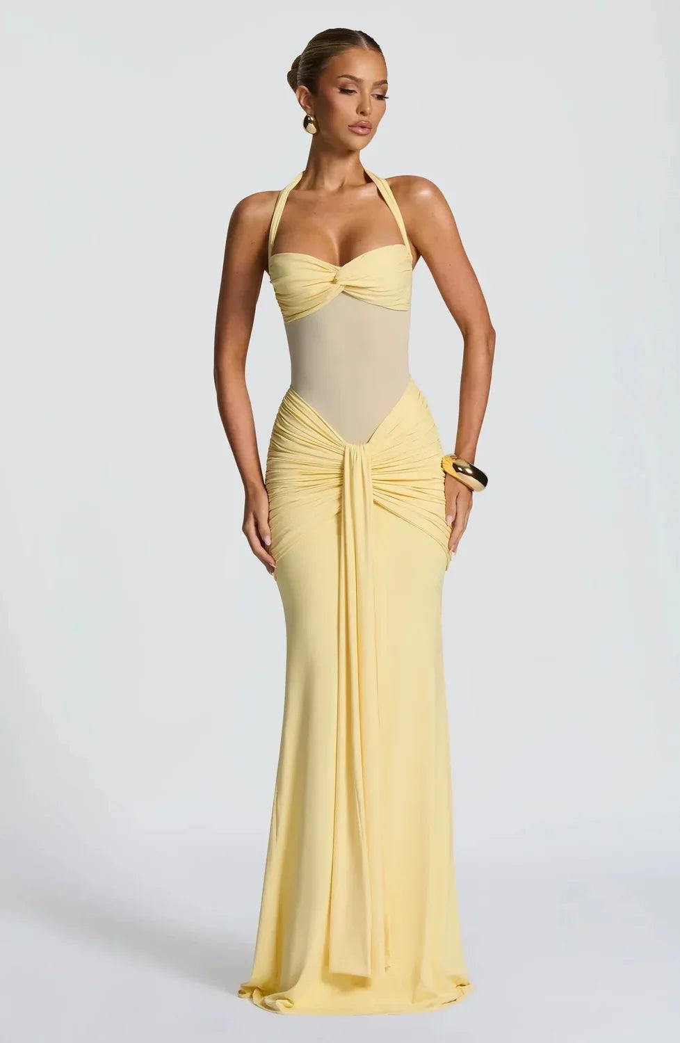 Wedding Guest Dress – Black Halter Maxi
