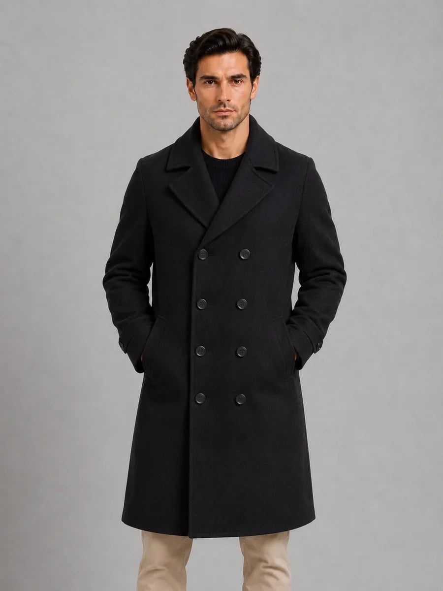 Men's Double Breasted Long Coat – Tailored Winter Overcoat