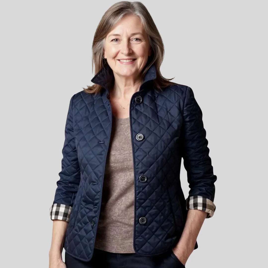 Women's Quilted Winter Jacket with Corduroy Collar