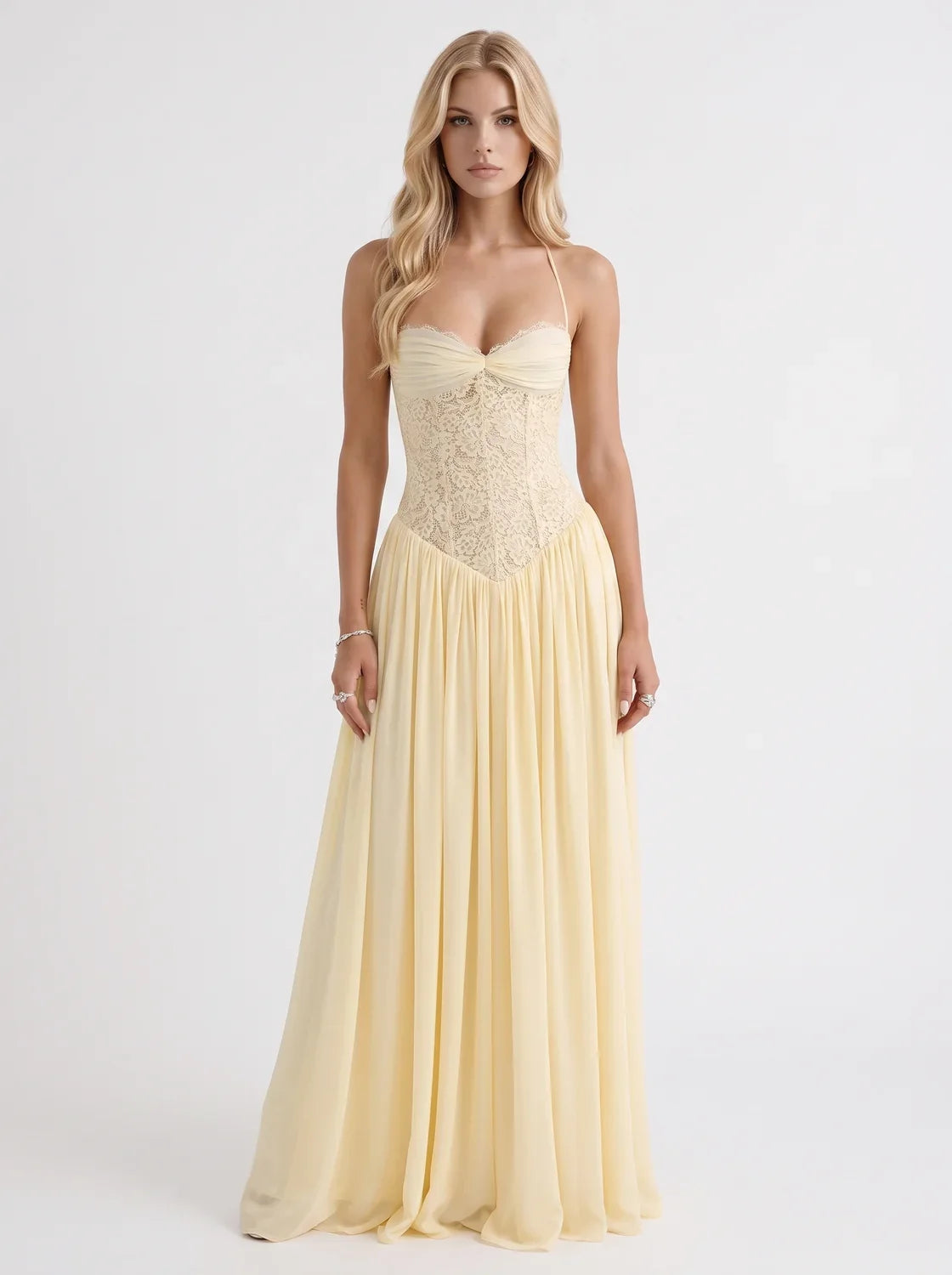 Isabella | Lace Maxi Dress with Corset Bodice