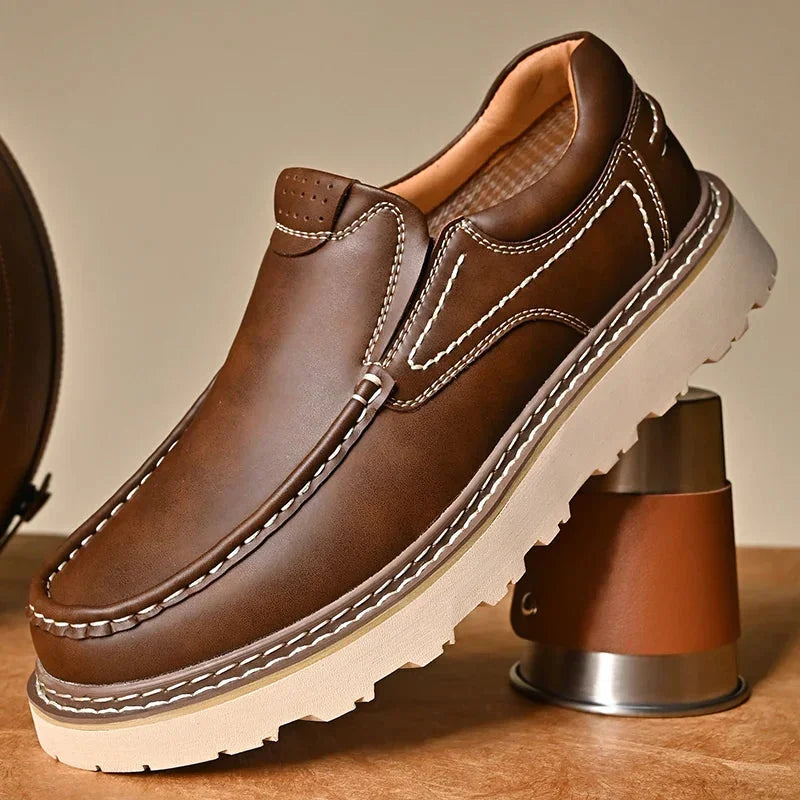 Men's Chunky Loafers – Brown Thick Sole Slip-On