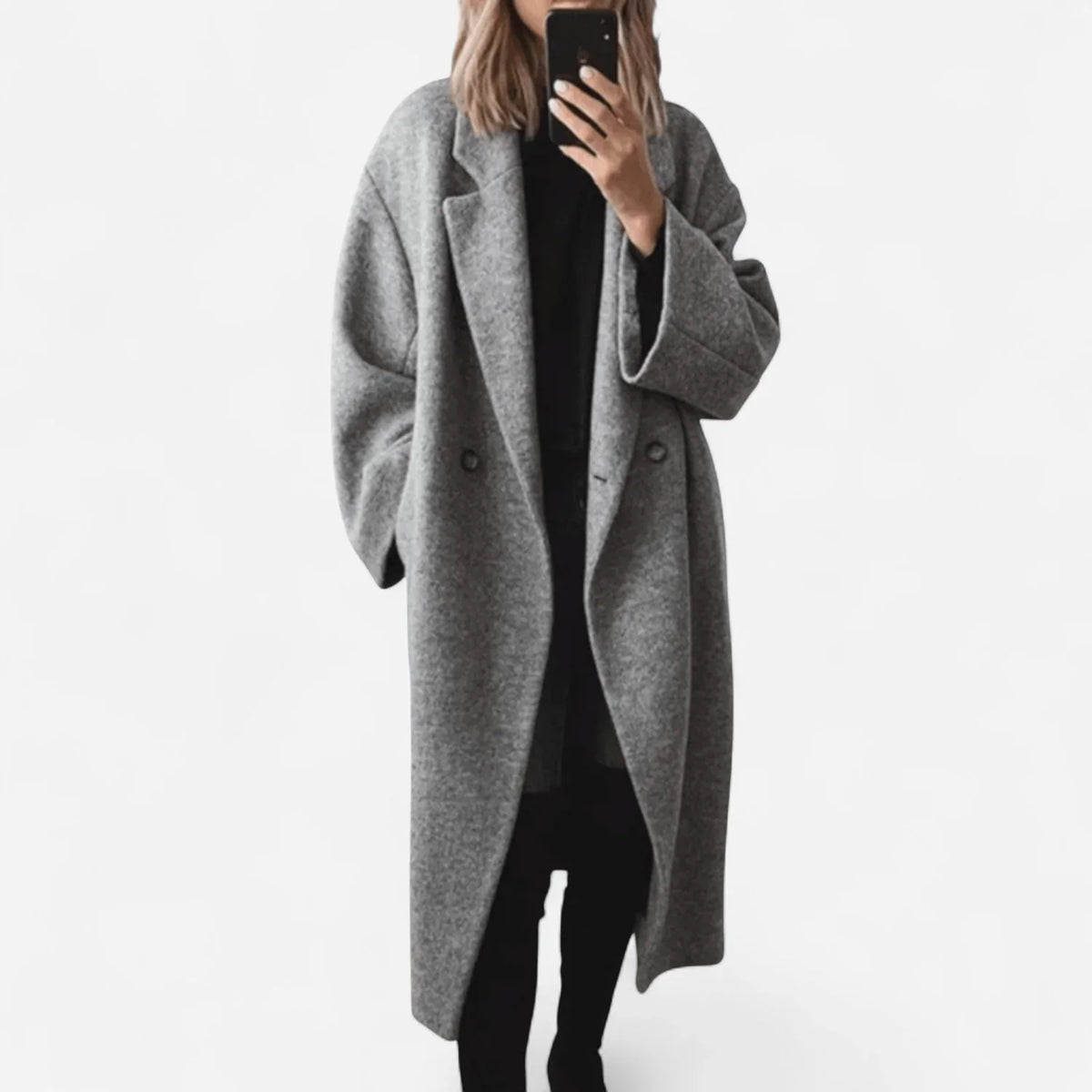 Wool Coat – Grey Oversized Longline