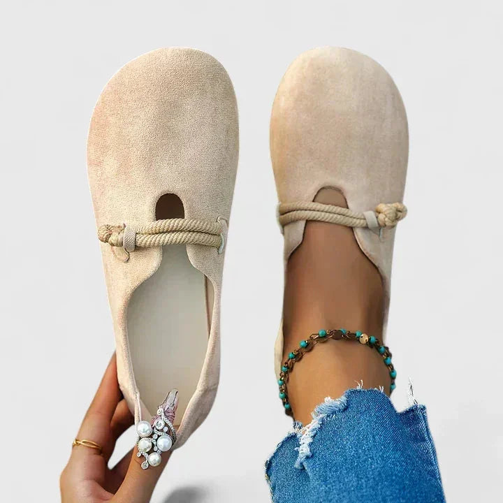 Camilla | Round Toe Flats with Cord Strap