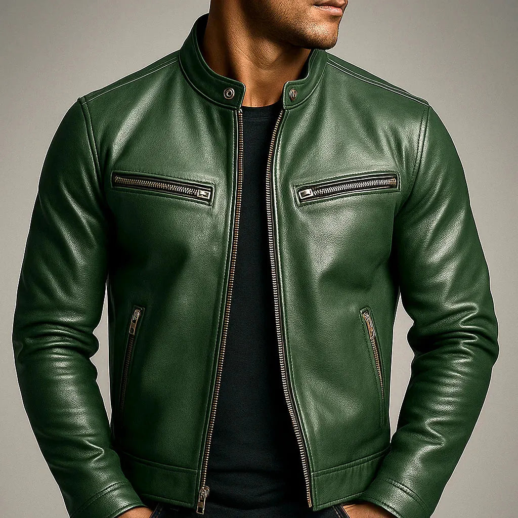 Men's Biker Jacket with Zip Pockets