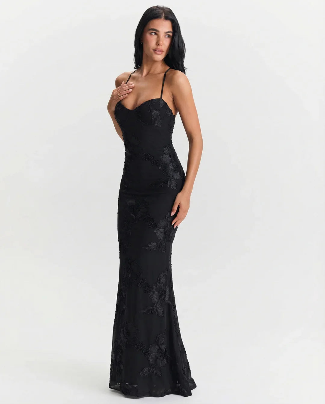 Emily | Lace Maxi Dress Open Back