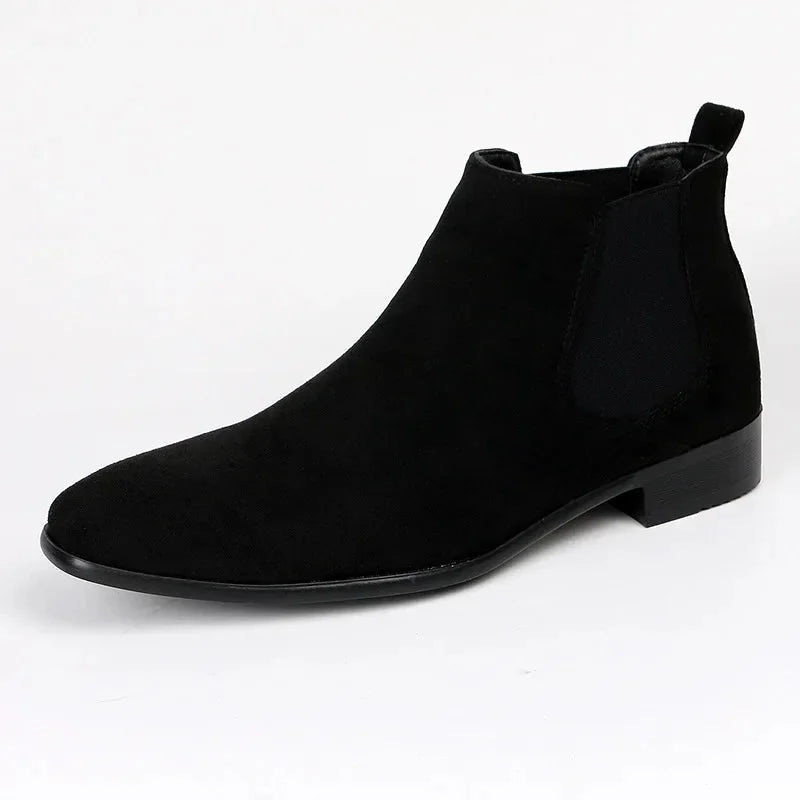 Men's Chelsea Boots – Black Suede-Look Pointed Toe