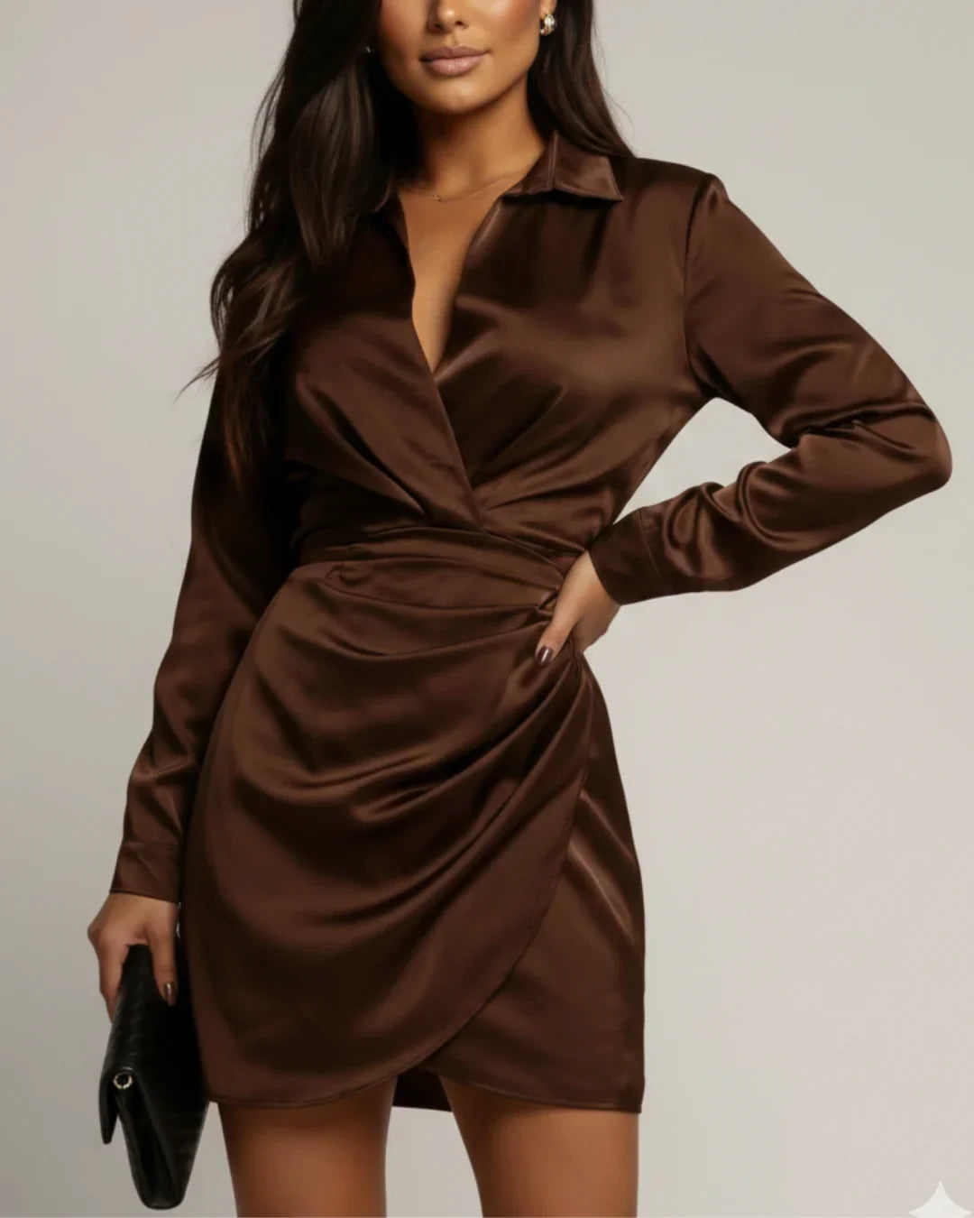 Long Sleeve Wrap Mini Dress