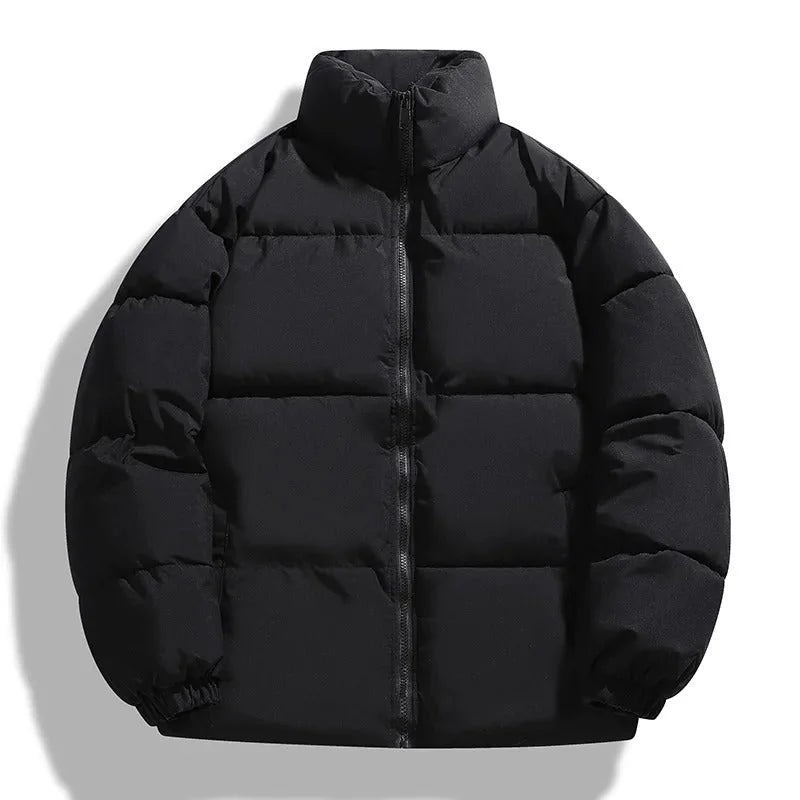 Men's Puffer Jacket – Black Boxy Stand Collar