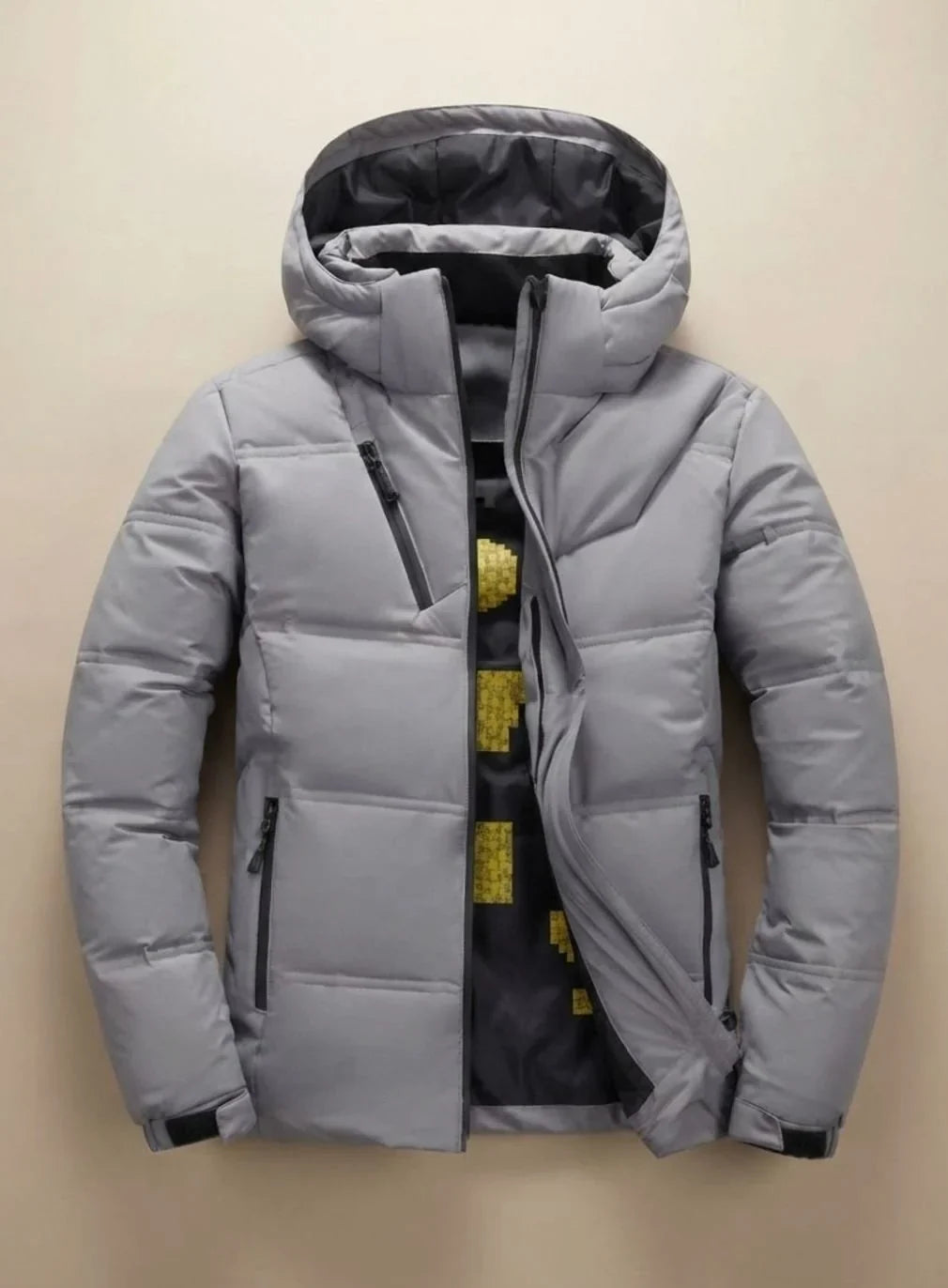 Men's Hooded Puffer Jacket – Black Detachable Hood