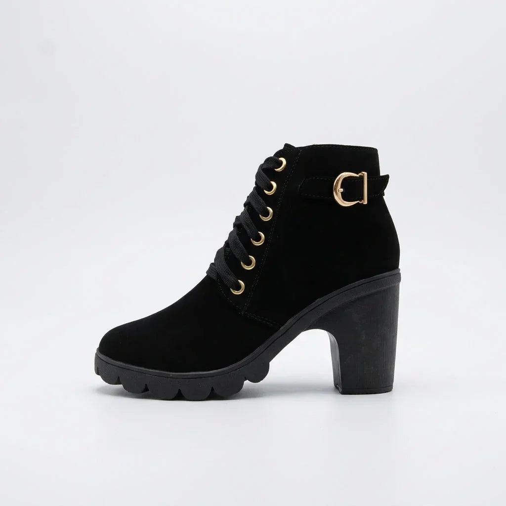 Sloan | Lace-Up Heeled Ankle Boots with Buckle
