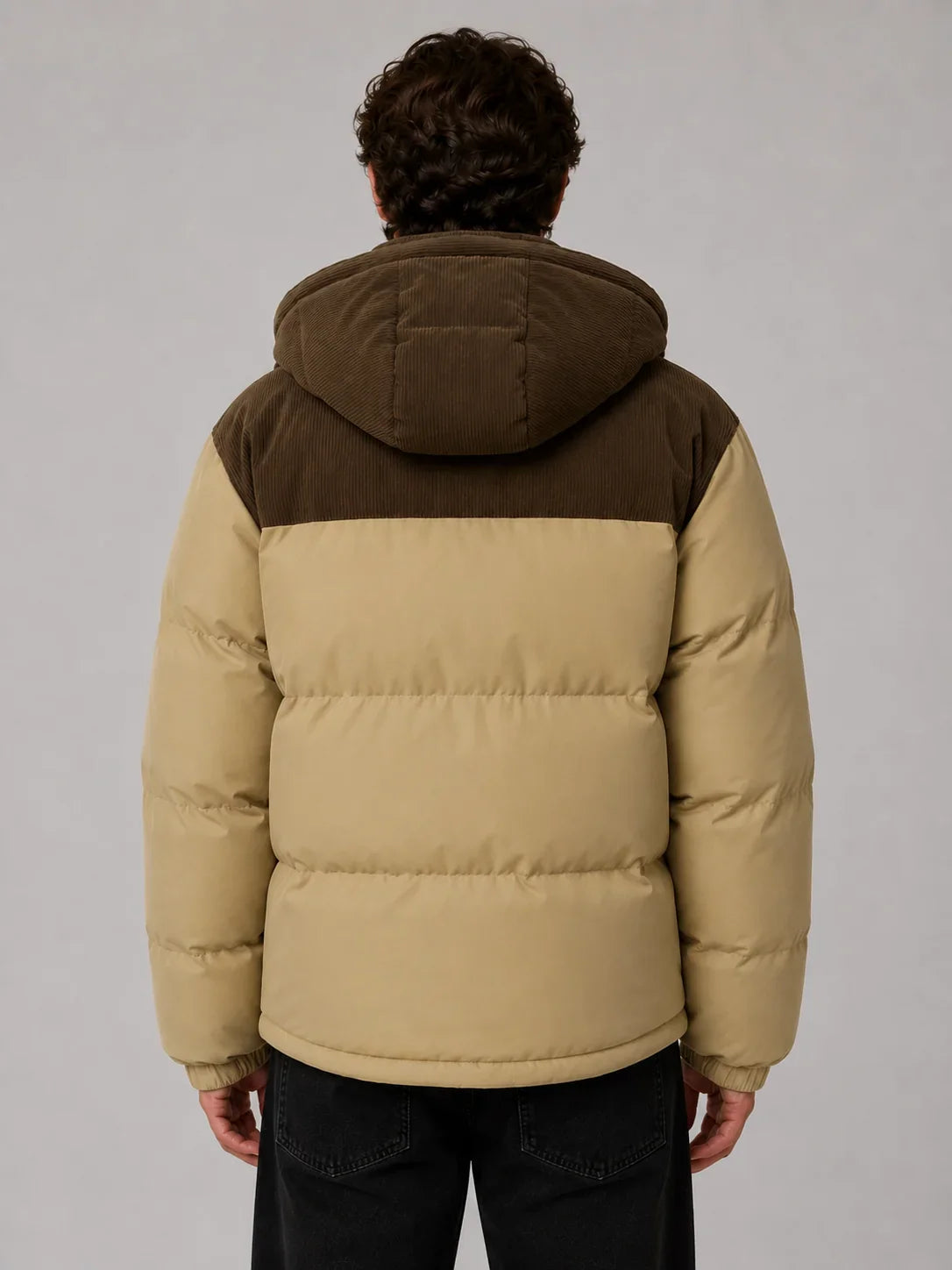 Men's Hooded Two-Tone Puffer Jacket