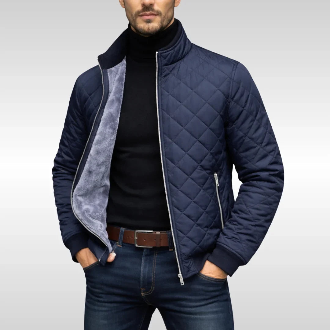 Men's Puffer Jacket – Navy Diamond Quilted