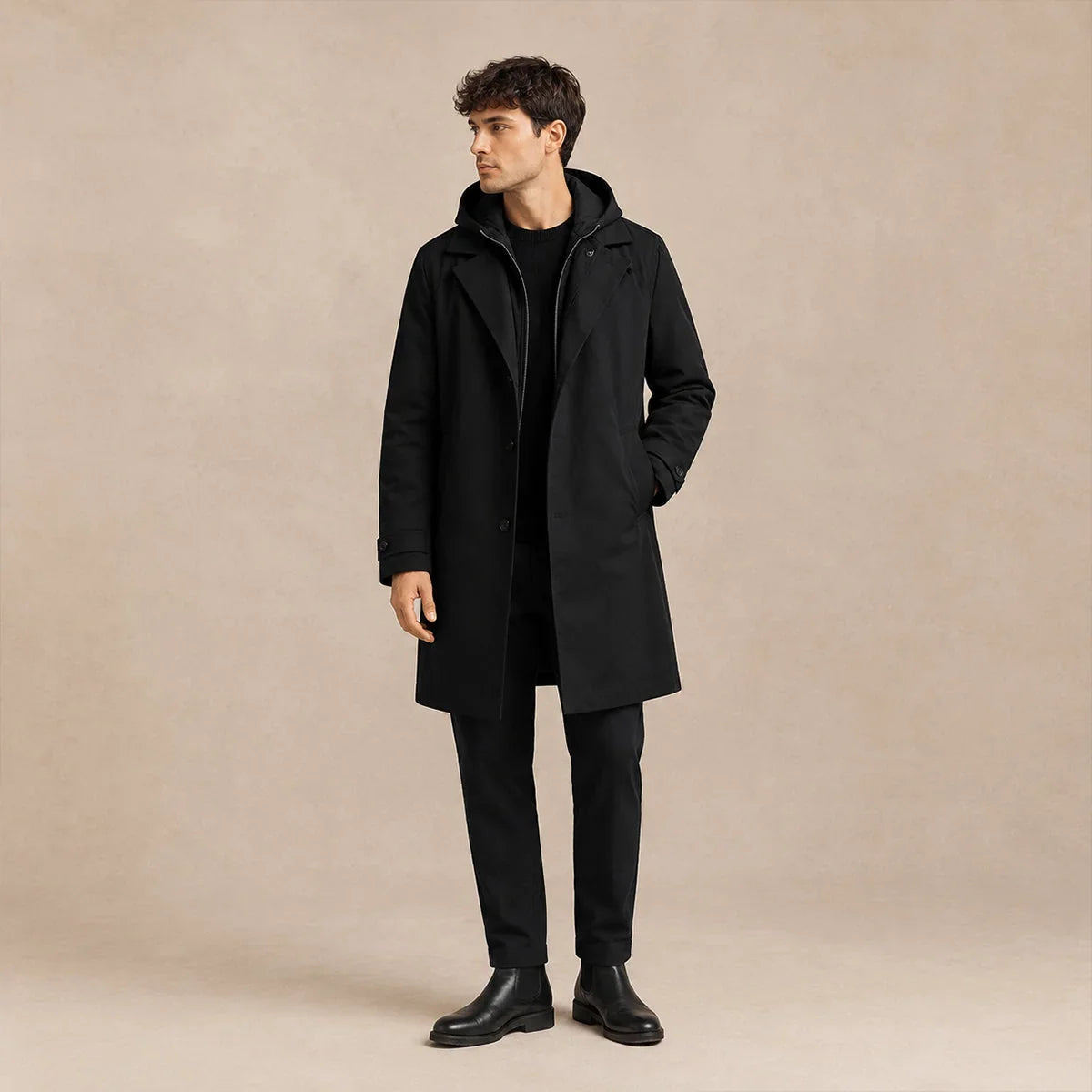 Oldborough | Men's Hooded Long Rain Coat