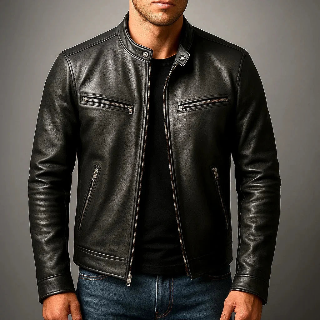Men's Biker Jacket with Zip Pockets