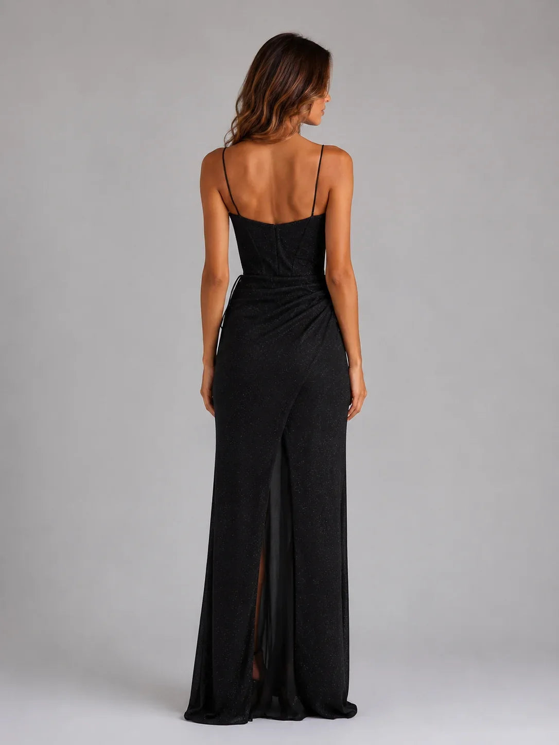 Stella | Glitter Corset Maxi Dress Cowl Neck
