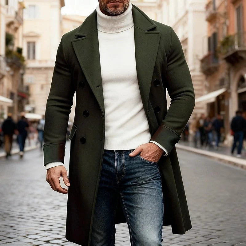 Men's Long Wool-Look Overcoat