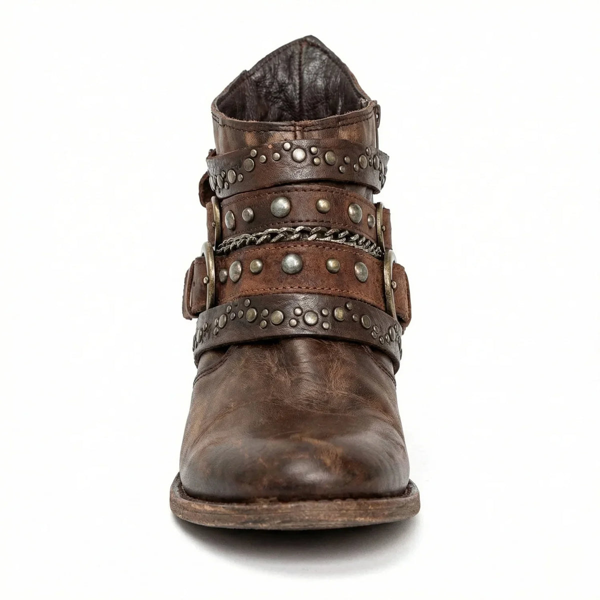 Ankle Boots Studded Buckle Strap