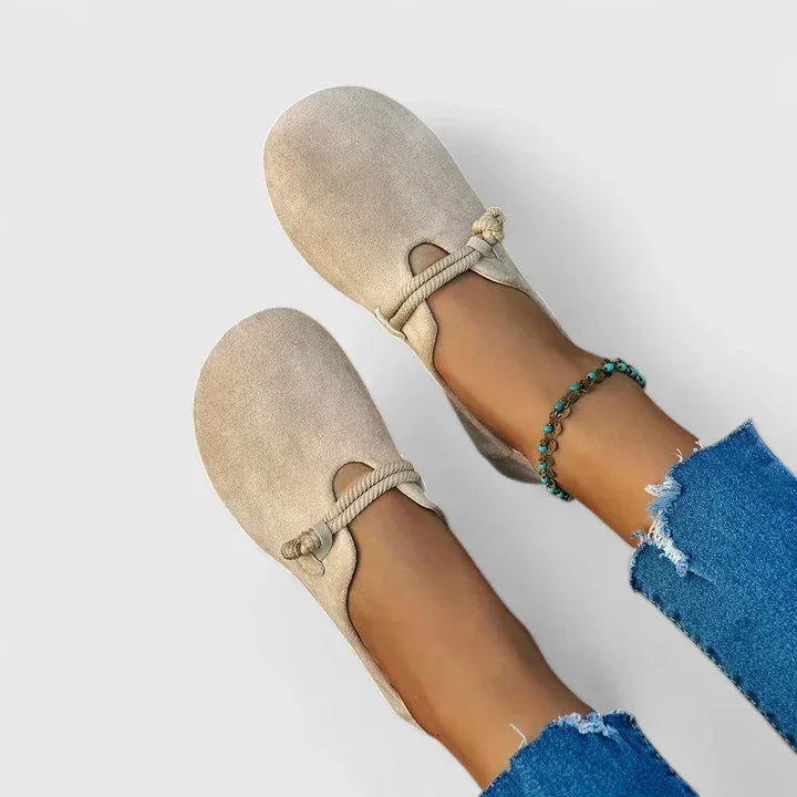 Camilla | Round Toe Flats with Cord Strap