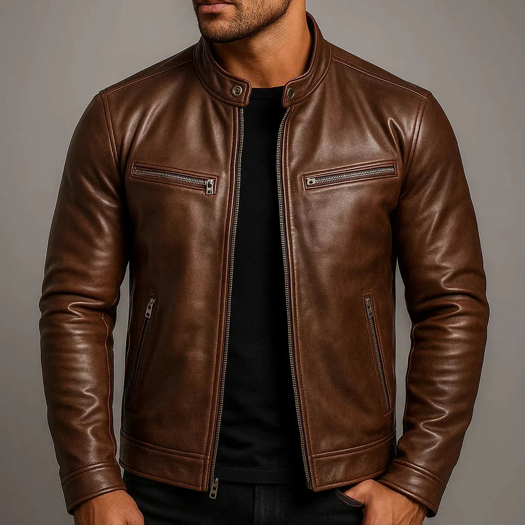 Men's Biker Jacket with Zip Pockets