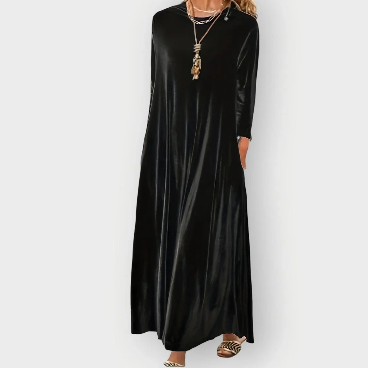 Velvet Dress – Burgundy Long Sleeve Maxi