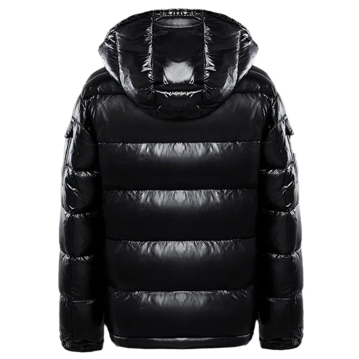 Men's Hooded Puffer Jacket – Black Glossy Short