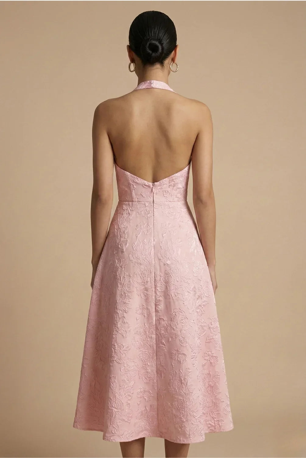 Juliet | Jacquard Halter Midi Dress A-Line