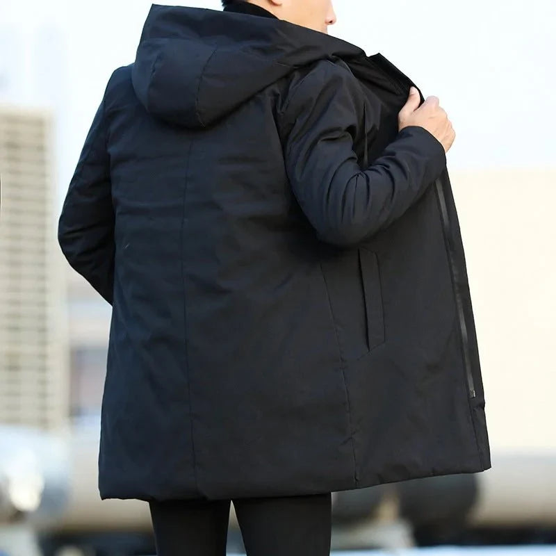 Men's Quilted Lined Hooded Winter Coat