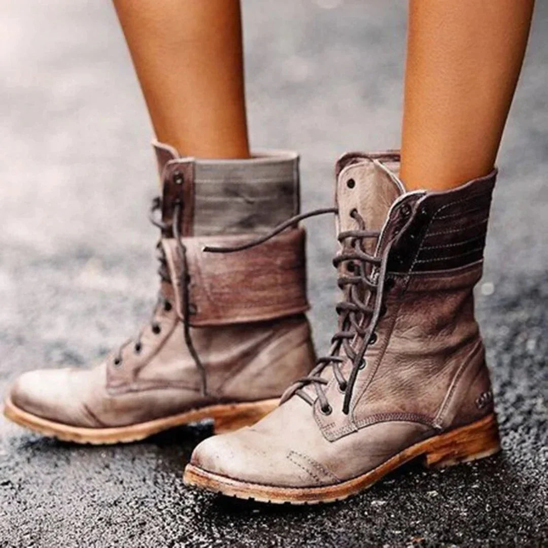 Aurore | Lace-Up Ankle Boots Distressed