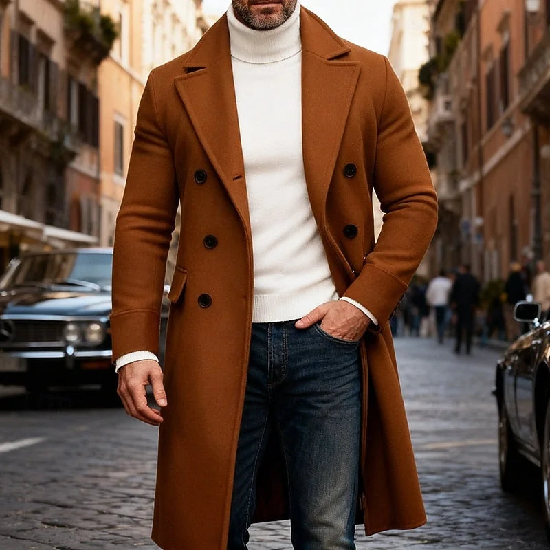 Men's Long Wool-Look Overcoat