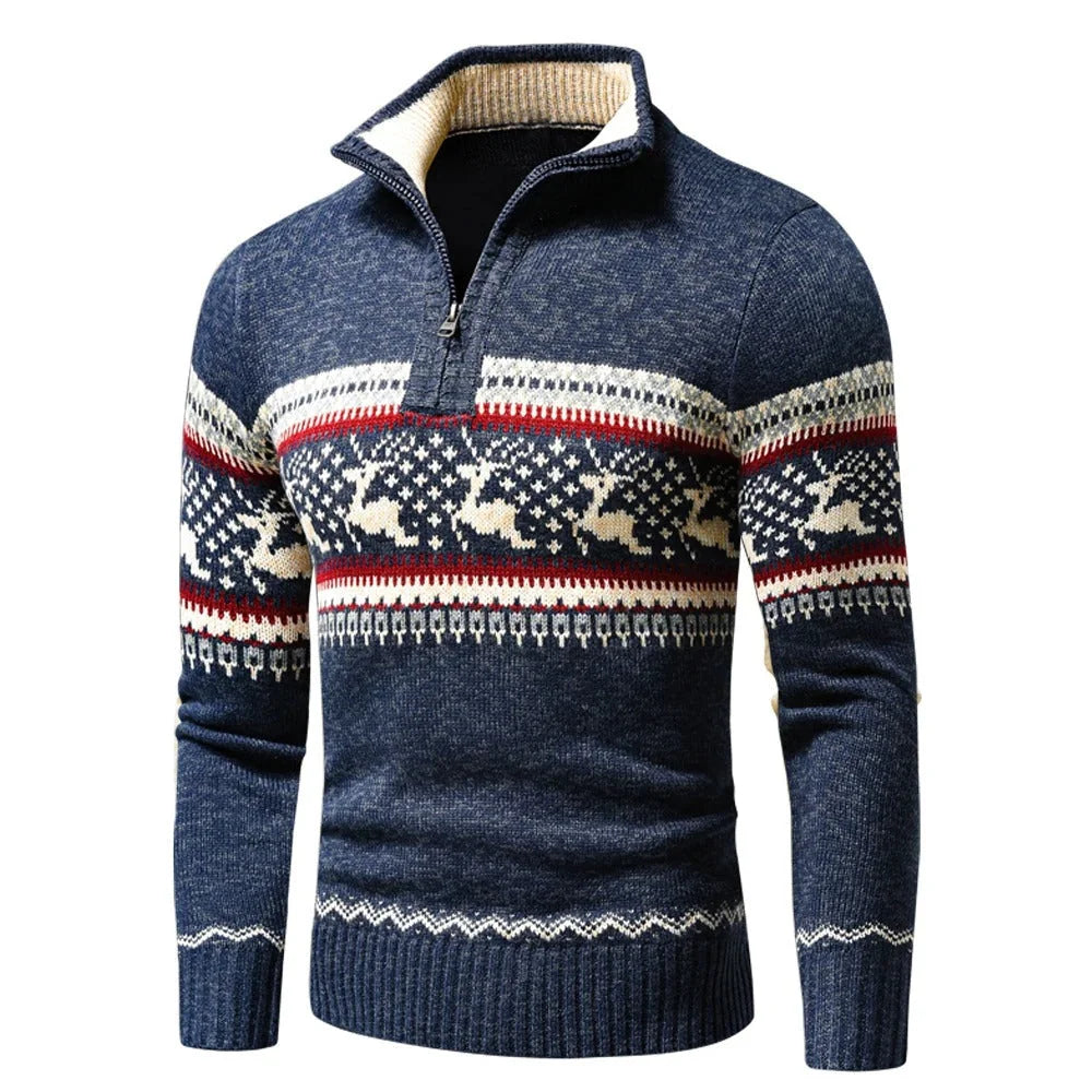 Men's Fair Isle Half-Zip Winter Sweater