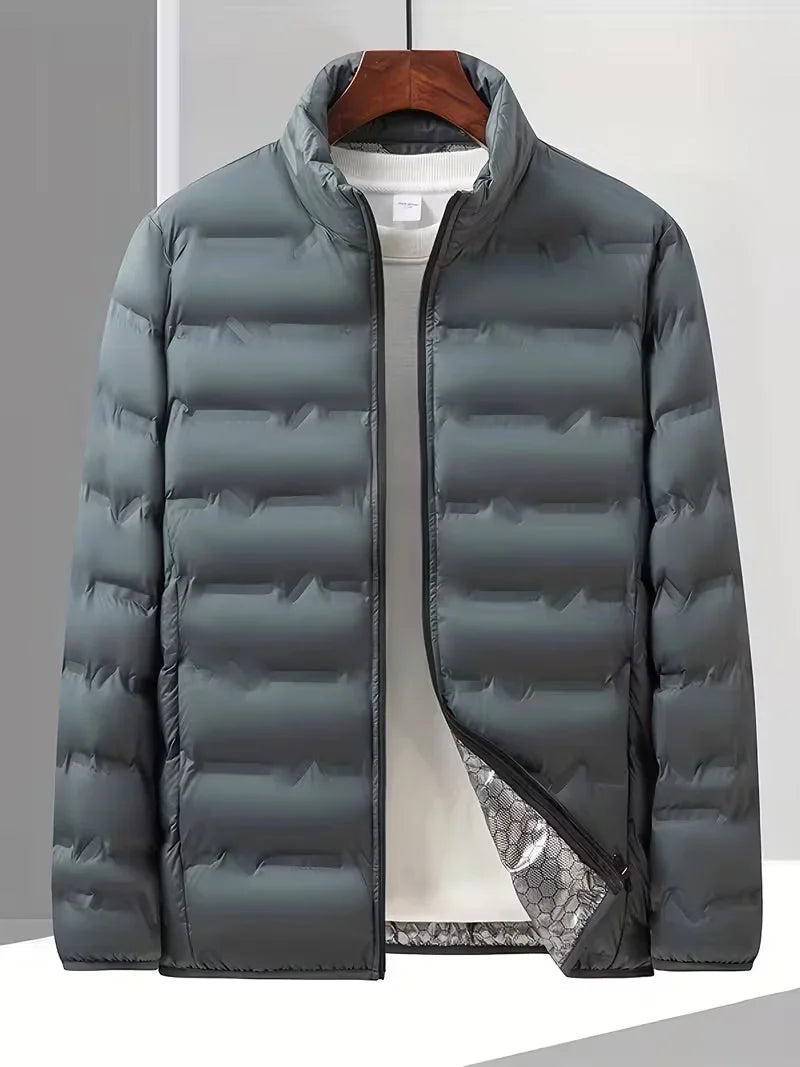 Men's Puffer Jacket – Navy Lightweight Stand Collar