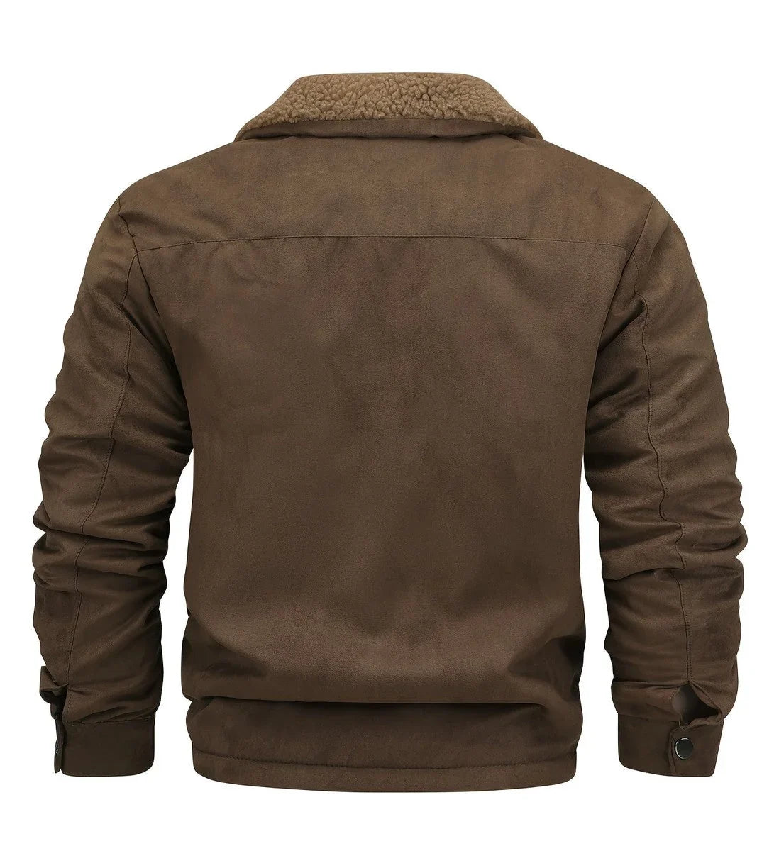 Men's Stand Collar Winter Bomber Jacket with Fleece Collar