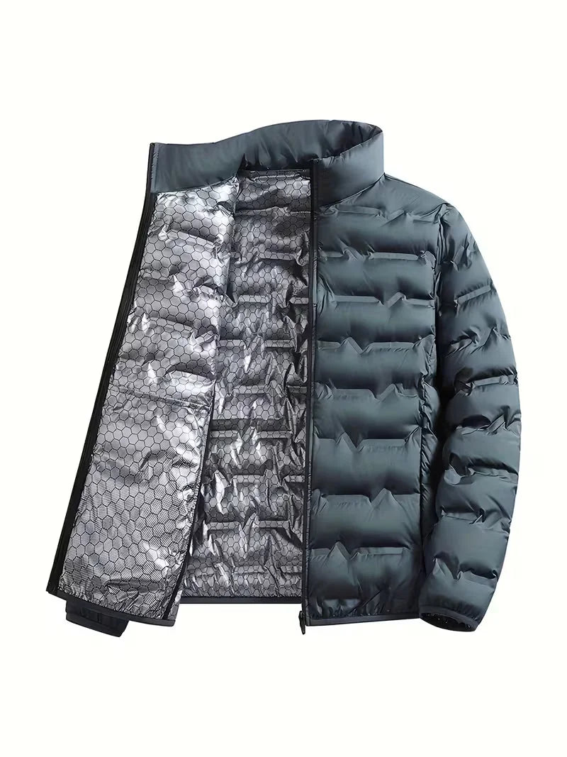 Men's Puffer Jacket – Navy Lightweight Stand Collar